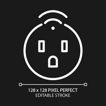Smart socket pixel perfect white linear icon for dark theme 스톡 일러스트
