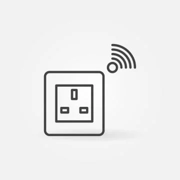 Smart Socket vector outline icon. UK type Stock Illustration