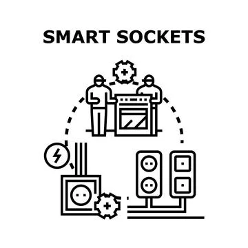 Smart sockets concept connecting appliances and controlling energy Stock Illustration