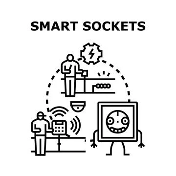 Smart sockets concept connecting home automation system Stock Illustration