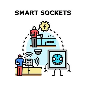 Smart sockets concept connecting home automation system Stock Illustration