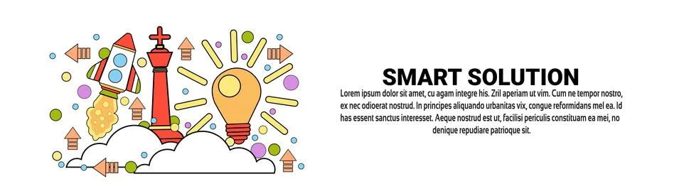 Smart Solution Business Concept Horizontal Web Banner With Copy Space Stock Illustration