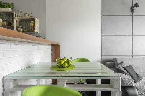 Smart solution for small dining area Stock Photos