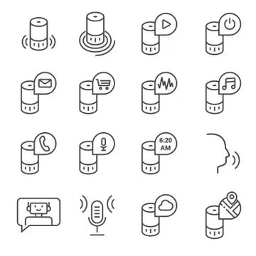 Smart speaker and virtual assistant. Ilustração Stock