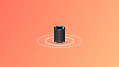 Smart speaker animation with glowing light waves Stock Footage 346712699