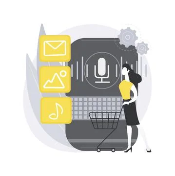 Smart speaker apps development abstract concept vector illustration. Stock Illustration