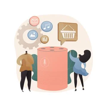 Smart speaker apps development abstract concept vector illustration. 스톡 일러스트