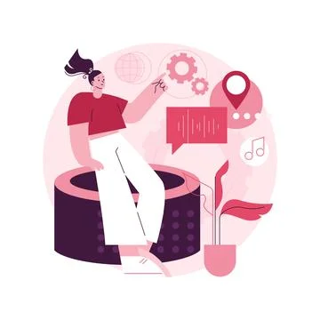 Smart speaker apps development abstract concept vector illustration. Stock Illustration