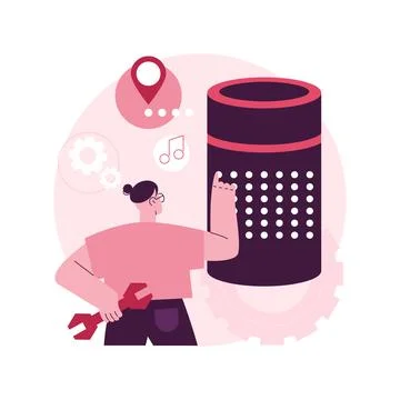 Smart speaker apps development abstract concept vector illustration. Stock Illustration