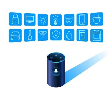 Smart speaker assistant for smart home control. Intelligent ivr voice assistant Stock Illustration