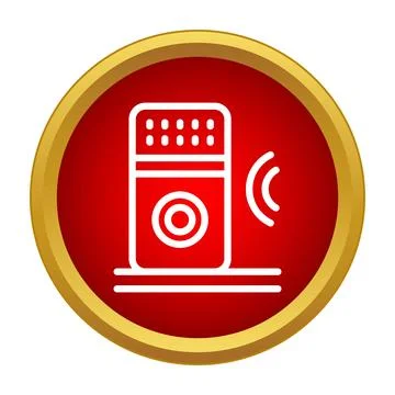 Smart speaker broadcasting sound waves icon design Stock Illustration