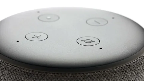 Smart speaker closeup roating 360 degrees looping on white background 4k	 Stock Footage 106308936
