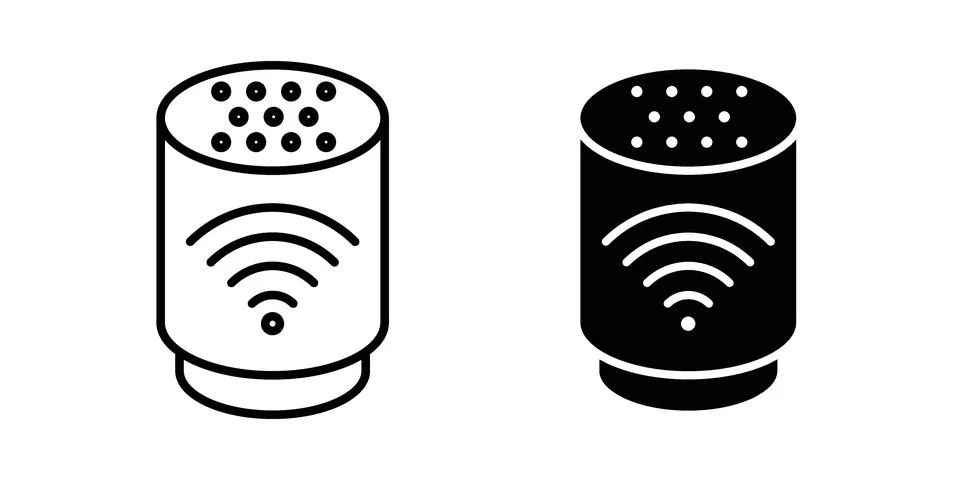Smart speaker icon set modern line and solid style collection. Stock Illustration