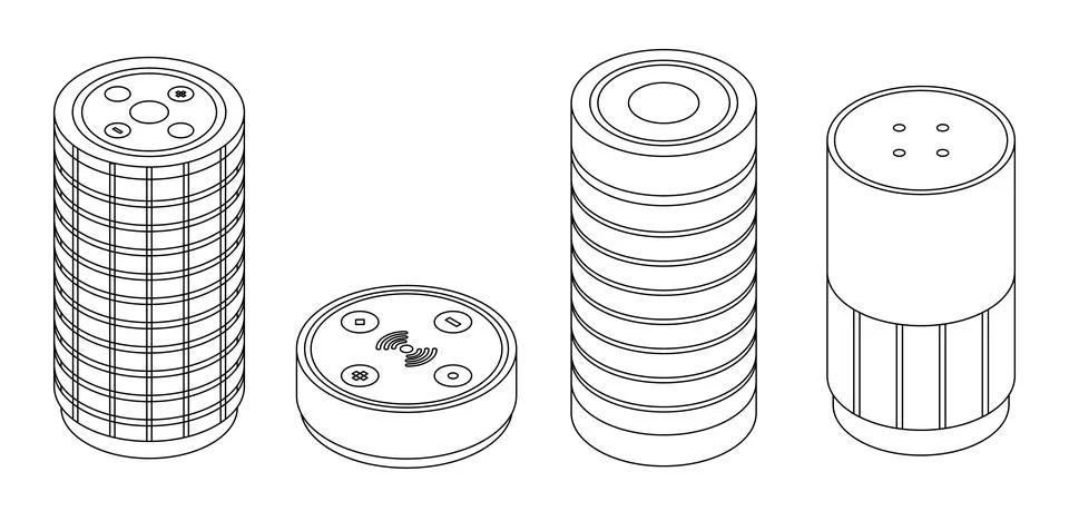 Smart speaker icons set vector outine Stock Illustration