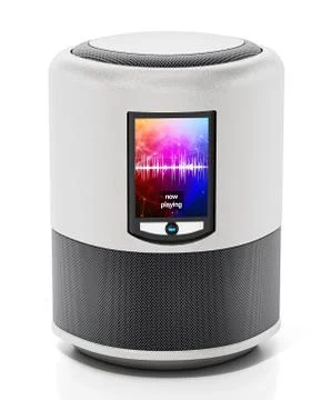 Smart speaker with LCD screen isolated on white background. 3D illustration Stock Illustration