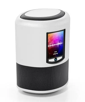 Smart speaker with LCD screen isolated on white background. 3D illustration Stock Illustration