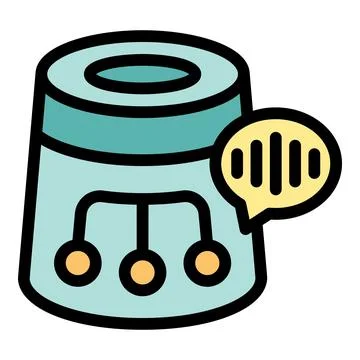 Smart speaker making sound waves icon vector outline style Illustrazione stock