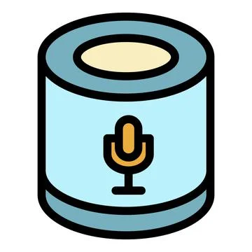 Smart speaker microphone icon color outline vector Stock Illustration