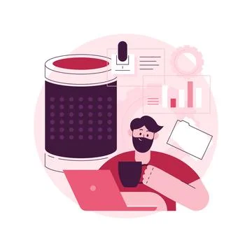 Smart speaker office controller abstract concept vector illustration. イラスト素材