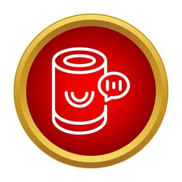 Smart speaker providing voice assistant technology red button icon 스톡 일러스트