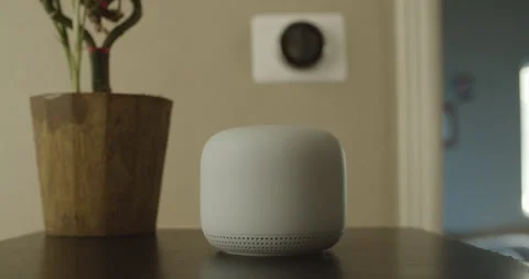 Smart Speaker turns down tempature Stock-Footage 132014657