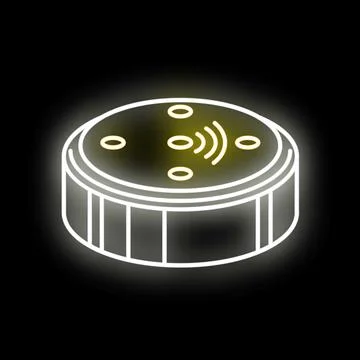 Smart speaker virtual assistant neon line icon Ilustração Stock