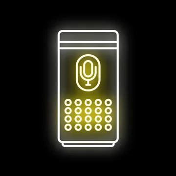 Smart speaker virtual assistant neon icon illustrating voice control 스톡 일러스트