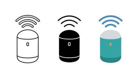 Smart speaker voice assistant icon set Stock Illustration