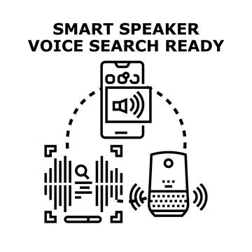 Smart speaker voice assistant performing voice search Stock Illustration