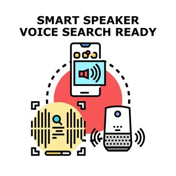 Smart speaker voice assistant performing voice search Stock Illustration