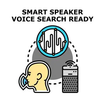 Smart speaker voice assistant voice search concept Stock Illustration