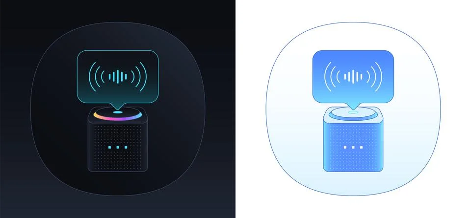 Smart speaker with voice control. Wireless home speaker, interactive virtual  Stock Illustration