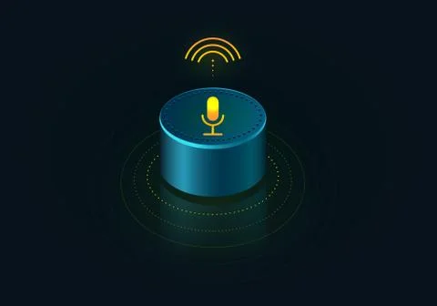 Smart speaker with voice control of your home. Voice activated, voice assistant Stock Illustration