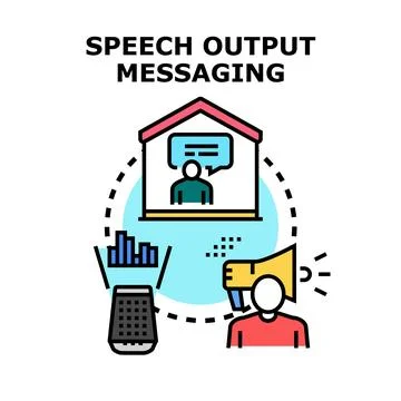 Smart speaker voice output messaging technology concept Stock Illustration