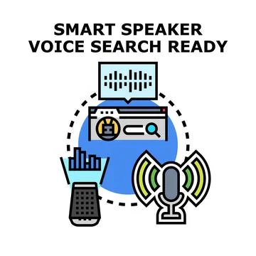 Smart speaker voice searching device command concept Stock Illustration