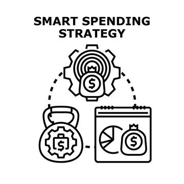 Smart spending strategy planning managing finance budget Stock Illustration