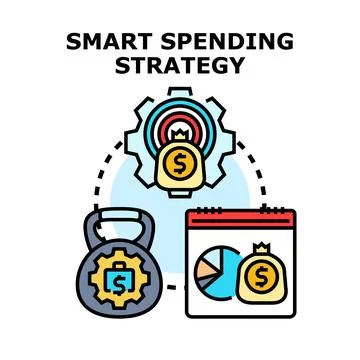Smart spending strategy planning managing finance budget Stock Illustration