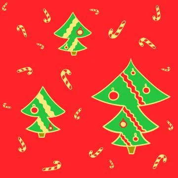 Smart spruces on red background Stock-Illustration