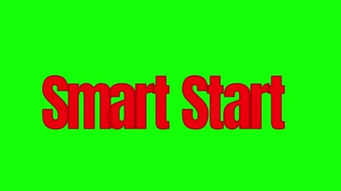 Smart Start text animation. Red bold typography on a bright green screen Stock Footage 340597533