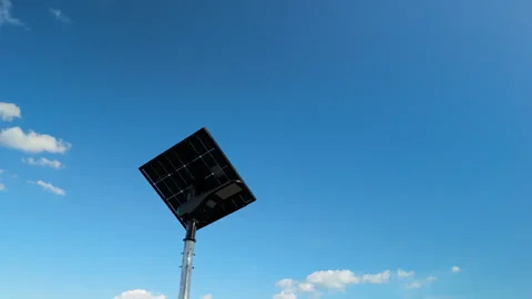 Smart street light with solar panel, showcasing innovative technology, captured Stock Footage 318708817