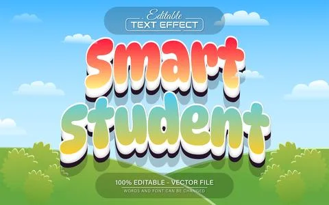 Smart Student cartoon text effect editable Stock Illustration