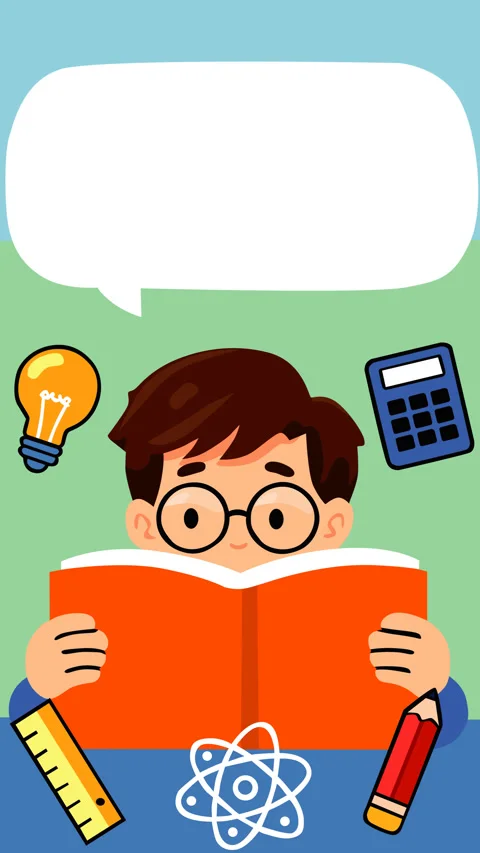 Smart Student Reading Book with Education Symbols Background 库存影片 331834880