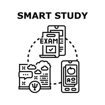 Smart study concept digital education learning application Stock Illustration