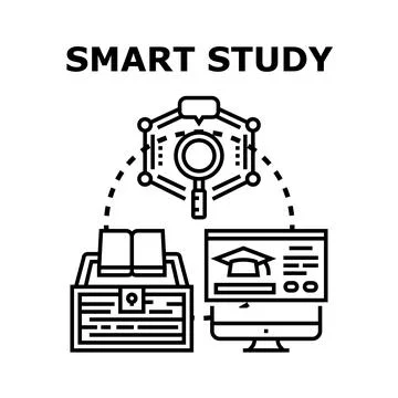 Smart study concept with online learning and research Illustrazione stock