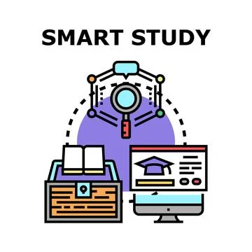 Smart study concept with online learning and research Stockillustratie