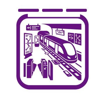 Smart subway station technology icon in purple for modern urban transportat.. Stock Illustration