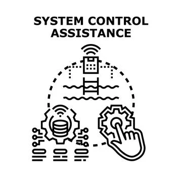 Smart system control assistance technology adjusting settings Stock Illustration