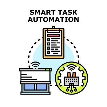 Smart task automation connecting devices and industrial processes Stock Illustration