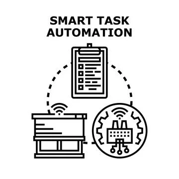 Smart task automation connecting devices and industrial processes Stock Illustration