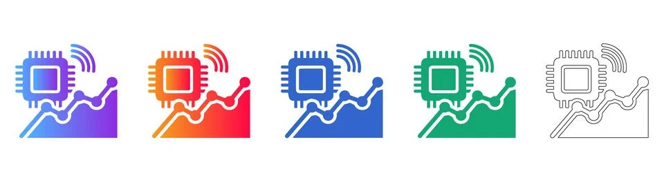 Smart Tech Data Analytics and Trend Icons 库存插图